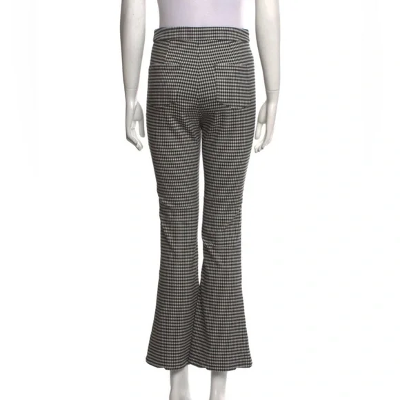 Sandy Liang Front Zip Flare Pants, Black and White Check, Size 10 - Picture 6 of 13